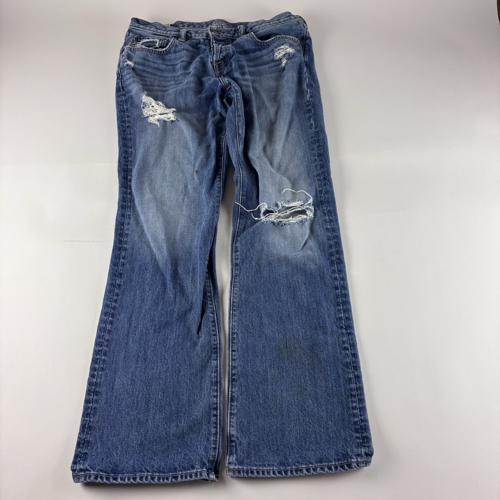 Abercrombie Fitch Jeans Men 33x32 Distressed A&F Boot Button Fly Denim Pants Y2K